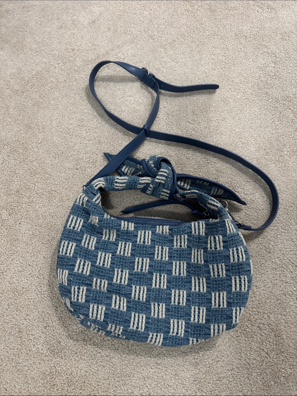 Woven Blue Pattern Crossbody Bag